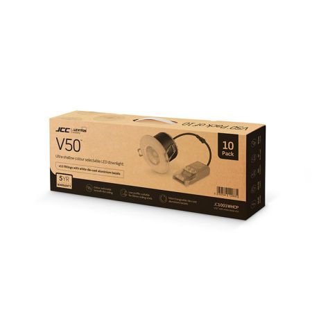 JCC V50 JC1001WHCP Multipack Downlights -10 with white aluminium bezels