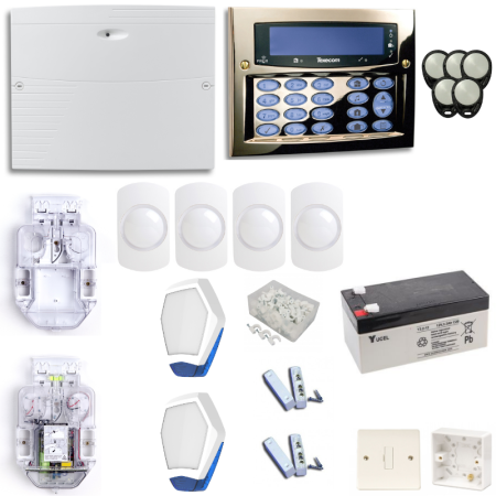 Texecom Premier Elite Burglar Alarm System With Brass Flush Mount Keypad