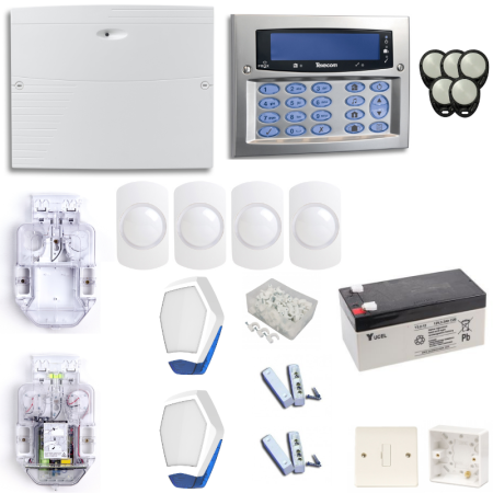 Texecom Premier Elite Burglar Alarm System With Satin Chrome Flush Mount Keypad