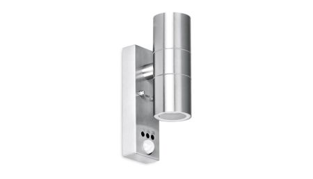 Deta Fixed Up & Down PIR LED 6500K Wall Light Stainless Steel | L2856LED6