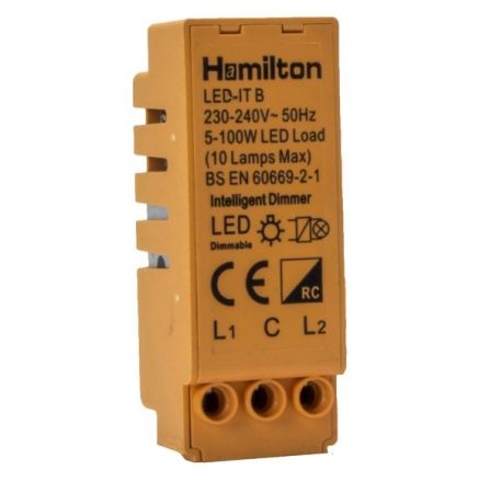 Hamilton 100W 2 Way Trailing/Leading Edge Push On/Off Rotary LED Dimmer Module | LEDITB100