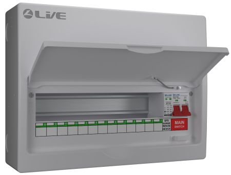 Live Electrical LSMC14M-SP 14-Way Metal 100A Main Switch DP SPD Consumer Unit (11 Useable Ways)