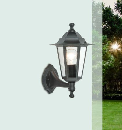 Lutec 1121S Corniche Die Cast Aluminium IP44 Wall Lantern Black