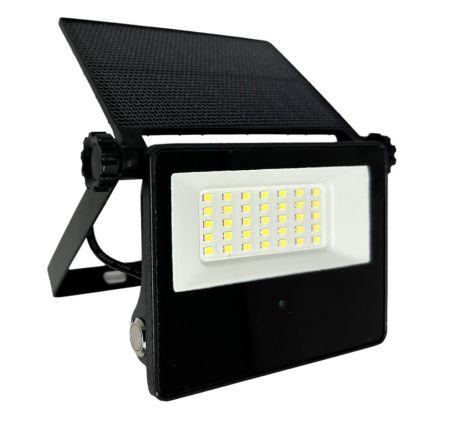 Luxlite 10W Solar Powered 6500K 1300Lm Floodlight Black | LUX-10WSOLAR-6K