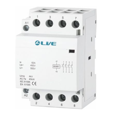 Live Electrical 4 Pole 20A Normally Open AC Contactor | MAC4P20