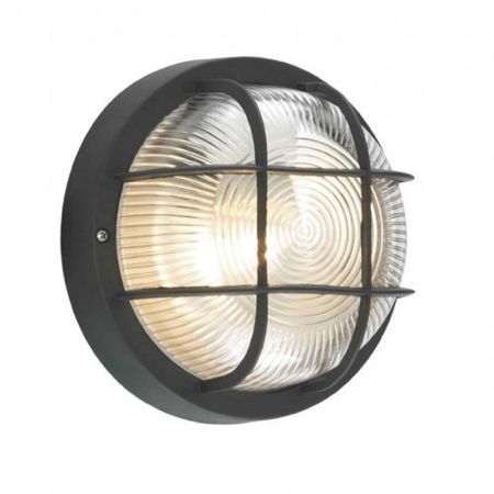 Forum Coast CZ-20947-BLK Mars Round IP44 Polycarbonate Bulkhead with Protective Grille