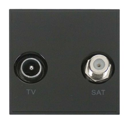 Click New Media Diplexed TV and Satellite Sockets Black MM425BK