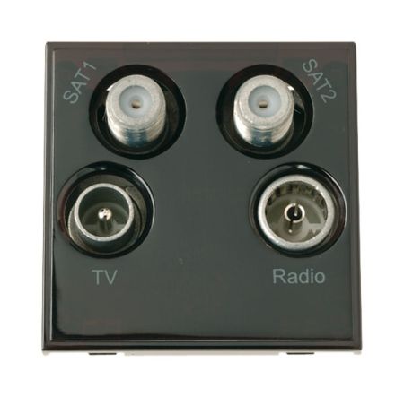 Click New Media Quad TV, Radio, Sat 1 and Sat 2 Sockets Black MM440BK