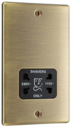 BG Nexus Metal Antique Brass 115/230V Dual Voltage Shaver Socket Black Insert | NAB20B