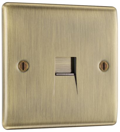 BG Nexus Metal Antique Brass Single Telephone Slave Socket | NABBTS1