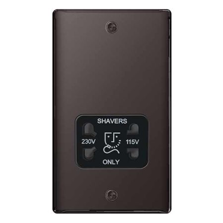 BG Nexus Metal Black Nickel 115/230V Dual Voltage Shaver Socket | NBN20B