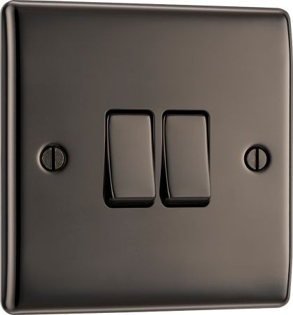 BG Nexus Metal Black Nickel Single 2 Gang 2 Way Light Switch | NBN42