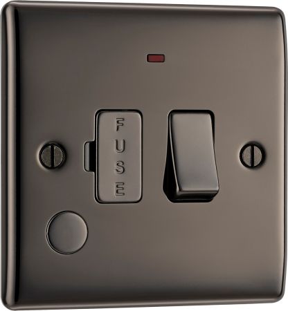 BG Nexus Metal Black Nickel 13a Switched Fused Spur C/W Neon & Flex Outlet | NBN53