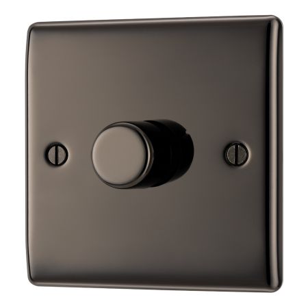 BG Nexus Metal Black Nickel 1 Gang 2 Way Push Type Dimmer Switch | NBN81