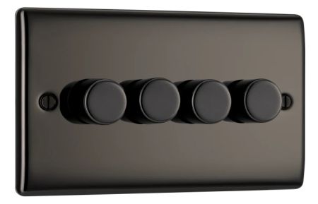 BG Nexus Metal Black Nickel 4 Gang 2 Way Dimmer Switch | NBN84