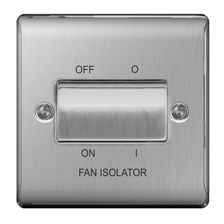 BG Nexus Metal Brushed Stainless Steel 3 Pole Fan Isolator Switch | NBS15