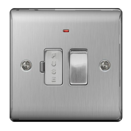BG Nexus Metal Brushed Stainless Switched 13A Fused Connection Unit & Power Indicator | NBS52