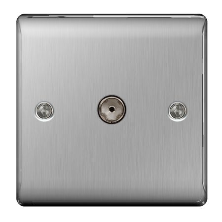 BG Nexus Metal Brushed Stainless Steel 1 Gang Co-Axial Socket Outlet | NBS60