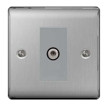 BG Nexus Metal Brushed Stainless Steel 1 Gang Satellite Socket | NBS64