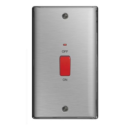 BG Nexus Metal Brushed Stainless Steel 45A Vertical Cooker Switch | NBS72