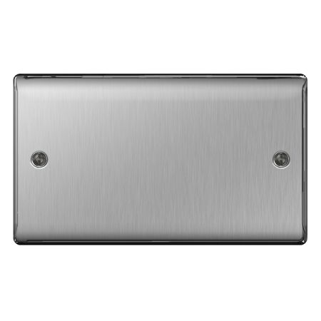 BG Nexus Metal Brushed Stainless Steel Single 2 Gang Blank Plate | NBS95