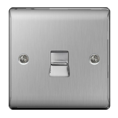 BG Nexus Metal Brushed Stainless Steel Single Telephone Slave Socket | NBSBTS1