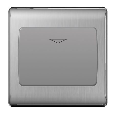 BG Nexus Metal Brushed Stainless Steel 16A Hotel Key Card Switch Grey Insert | NBSKYCSG