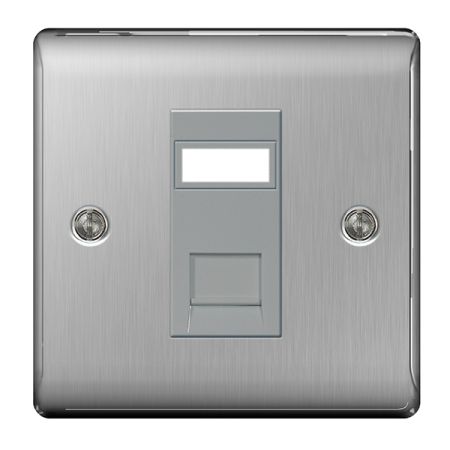 BG Nexus Metal Brushed Stainless Steel Single RJ45 Data Socket | NBSRJ451