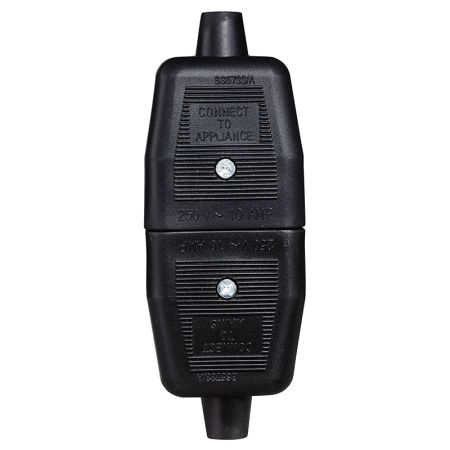 Masterplug Permaplug Heavy Duty Inline 2 Pin Connector Black | NC102B