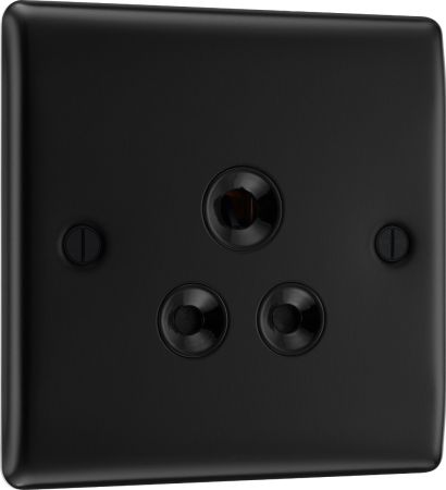 BG Nexus Metal Matt Black Unswitched 5A Round Pin Socket | NFB29B