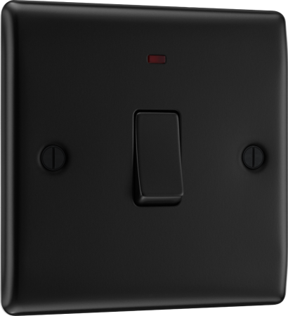 BG Nexus Metal Matt Black 20A Double Pole Switch & Neon | NFB31