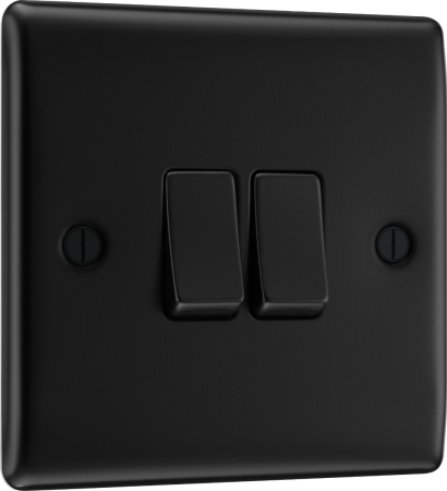 BG Nexus Metal Matt Black 20A 2 Gang 2-Way Light Switch | NFB42