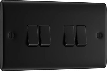 BG Nexus Metal Matt Black 20A 4 Gang 2-Way Light Switch | NFB44