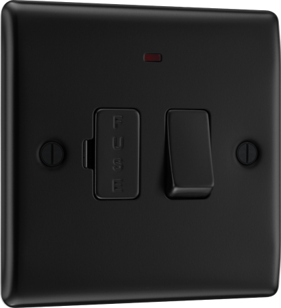 BG Nexus Metal Matt Black 13A Switched Fused Spur & Neon | NFB52