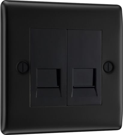 BG Nexus Metal Matt Black 1 Gang Secondary Telephone Socket | NFBBTS1