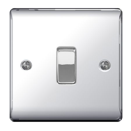 BG Nexus Metal Polished Chrome Single 1 Gang 2 Way Light Switch | NPC12