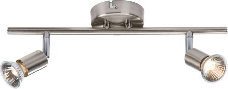 Knightsbridge Brushed Chrome 230V GU10 Twin Bar Spotlight- Brushed Chrome | NSPGU2BC