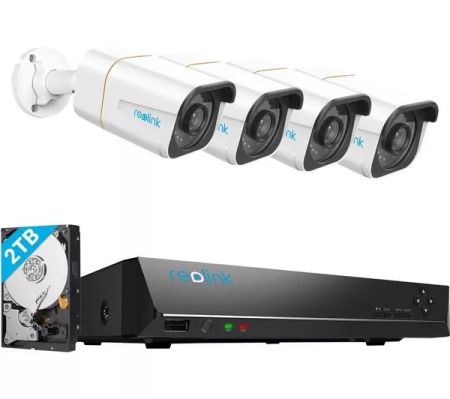 Reolink 4K+ UHD NVR PoE AI 8ch 4x Bullet CCTV Kit 2TB HDD | NVS8-5KB4-A