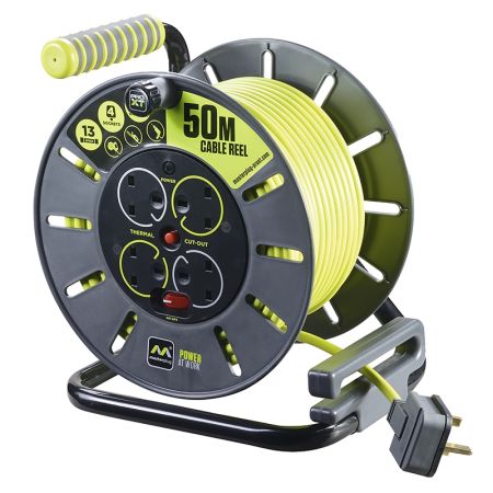 Masterplug Pro-XT 50M Open Reel 4 Socket Extension Reel | OLU50134SL