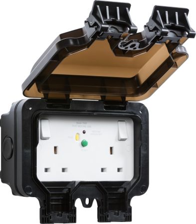 Knightsbridge IP66 13A 2G DP RCD Switched Socket Type A (30mA) | OP9RCD
