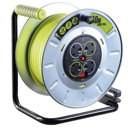 Masterplug Pro-XT 40M Metal Open Reel 4 Socket Extension Reel | OTLU40134SL