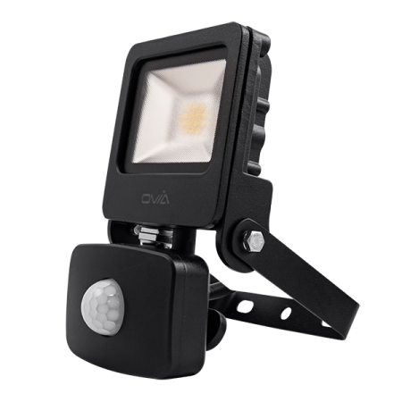 Ovia Pathfinder 10W LED IP44 PIR Floodlight 4000k Black | OV10110BKCWPIR