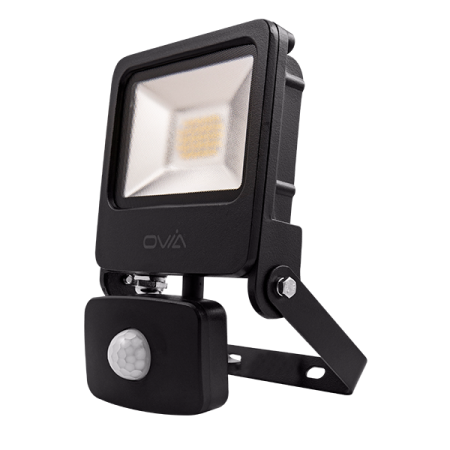 Ovia Pathfinder 20W LED IP44 PIR Floodlight 4000k Black | OV10120BKCWPIR