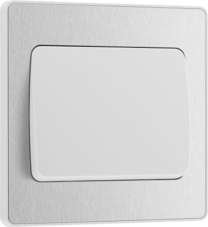 BG Evolve PCDBS12WW 20A 16AX 2 Way Single Light Switch, Wide Rocker - Brushed Steel