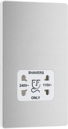 BG Evolve PCDBS20W 115/240V Dual Voltage Shaver Socket - Brushed Steel