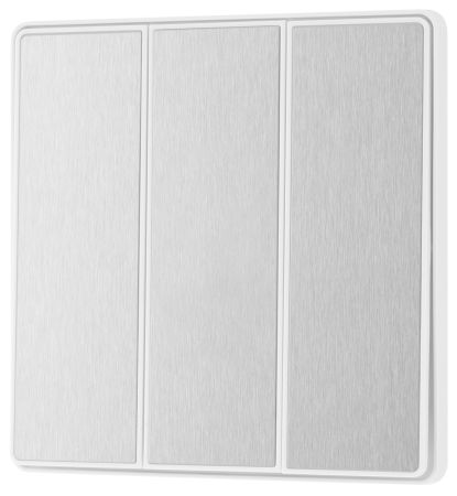 BG Evolve Brushed Steel 3 Gang 2-Way 20A Edge to Edge Rocker Light Switch | PCDBS43EW