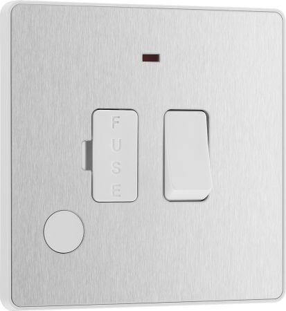 BG Evolve PCDBS52W 13A Switched Fused Connection Unit with Power LED Indicator & Flex Outlet - Brushed Steel