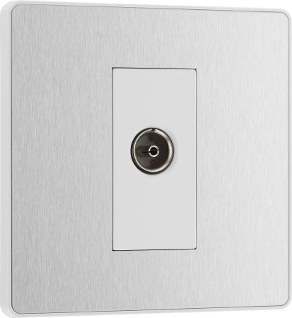 BG Evolve PCDBS60W Single Socket for TV or FM Co-Axial Aerial Connection - Brushed Steel