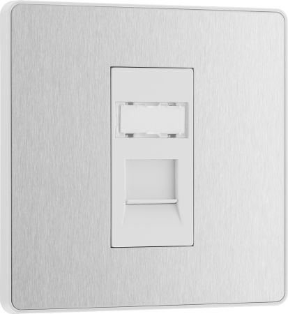 BG Evolve PCDBSRJ451W Single RJ45 Telephone Socket - Brushed Steel