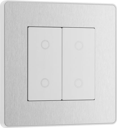 BG Evolve PCDBSTDM2W 2-Way Master 200W Double Touch Dimmer Switch - Brushed Steel